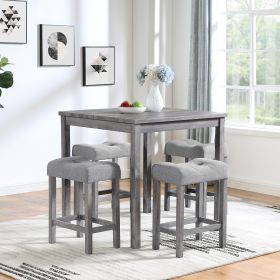 Dining Table, Bar Table and Chairs Set, 5 Piece Dining Table Set, Industrial Breakfast Table Set, for Living Room, Dining Room, Game Room (Color: as Pic)