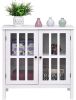 Kitchen Storage Cabinet with 2 Glass Doors, Home Kitchen Dining Wine Cabinet