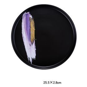 Nordic Personality Simple Ceramic Flat Plate (Option: Black violet-10inch shallow dish)