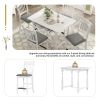 Mid-Century Farmhouse 5-Piece Wood Dining Table Set Counter Height Kitchen Furniture Set with Storage Drawers and 4 Upholstered Chairs