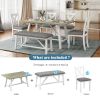 6 Piece Dining Table Set Wood Dining Table and chair Kitchen Table Set with Table;  Bench and 4 Chairs;  Rustic Style; White+Gray