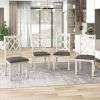 Mid-Century Solid Wood 5-Piece Round Dining Table Set, Kitchen Table Set with Upholstered Chairs for Small Places