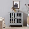 Kitchen Storage Cabinet with 2 Glass Doors, Home Kitchen Dining Wine Cabinet