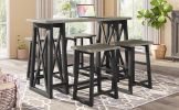 Rustic Counter Height 5-Piece Dining Set, Wood Console Table Set with 4 Stools for Small Places