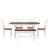 6-Piece Wood Dining Table Set Kitchen Table Set with Long Bench and 4 Dining Chairs, Farmhouse Style