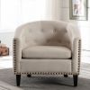 PU Leather Tufted Barrel ChairTub Chair for Living Room Bedroom Club Chairs