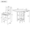 5-Piece Wooden Counter Height Dining Set with Padded Chairs and Storage Shelving