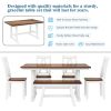 6-Piece Wood Dining Table Set Kitchen Table Set with Long Bench and 4 Dining Chairs, Farmhouse Style