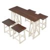 Rustic Counter Height 5-Piece Dining Set, Wood Console Table Set with 4 Stools for Small Places