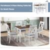 Rustic Minimalist Wood 5-Piece Dining Table Set with 4 X-Back Chairs for Small Places