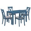 Rustic Minimalist Wood 5-Piece Dining Table Set with 4 X-Back Chairs for Small Places