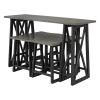 Rustic Counter Height 5-Piece Dining Set, Wood Console Table Set with 4 Stools for Small Places