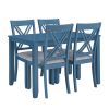 Rustic Minimalist Wood 5-Piece Dining Table Set with 4 X-Back Chairs for Small Places