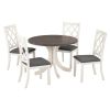 Mid-Century Solid Wood 5-Piece Round Dining Table Set, Kitchen Table Set with Upholstered Chairs for Small Places