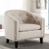 PU Leather Tufted Barrel ChairTub Chair for Living Room Bedroom Club Chairs