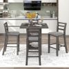 5-Piece Wooden Counter Height Dining Set with Padded Chairs and Storage Shelving