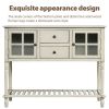 Sideboard Console Table with Bottom Shelf, Farmhouse Wood/Glass Buffet Storage Cabinet Living Room