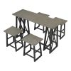 Rustic Counter Height 5-Piece Dining Set, Wood Console Table Set with 4 Stools for Small Places