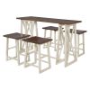 Rustic Counter Height 5-Piece Dining Set, Wood Console Table Set with 4 Stools for Small Places