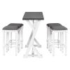 Mid-century Counter Height 5-Piece Dining Set, Wood Console Table with Trestle Legs and 4 Stools for Small Places