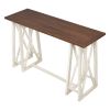 Rustic Counter Height 5-Piece Dining Set, Wood Console Table Set with 4 Stools for Small Places