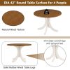 Mid-Century Solid Wood 5-Piece Round Dining Table Set, Kitchen Table Set with Upholstered Chairs for Small Places