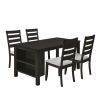 Farmhouse Wood 5-Piece Dining Table Set with 2-Tier Storage Shelves,Kitchen Set for 4 with Padded Dining Chairs