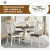 Mid-Century Solid Wood 5-Piece Round Dining Table Set, Kitchen Table Set with Upholstered Chairs for Small Places