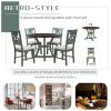 5-Piece Round Dining Table and 4 Fabric Chairs with Special-shaped Table Legs and Storage Shelf