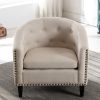 PU Leather Tufted Barrel ChairTub Chair for Living Room Bedroom Club Chairs