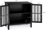 Kitchen Storage Cabinet with 2 Glass Doors, Home Kitchen Dining Wine Cabinet