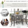 5-Piece Wooden Counter Height Dining Set with Padded Chairs and Storage Shelving