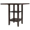 5-Piece Wooden Counter Height Dining Set with Padded Chairs and Storage Shelving