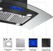 36 inch Stainless Steel Island Mount Range Hood 900CFM Tempered Glass w/LED Lights