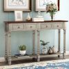 Console Table Sofa Table for Entryway with Drawers and Long Shelf Rectangular