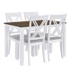 Rustic Minimalist Wood 5-Piece Dining Table Set with 4 X-Back Chairs for Small Places