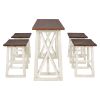 Rustic Counter Height 5-Piece Dining Set, Wood Console Table Set with 4 Stools for Small Places