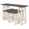 Rustic Counter Height 5-Piece Dining Set, Wood Console Table Set with 4 Stools for Small Places