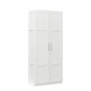 High wardrobe and kitchen cabinet with 2 doors and 3 partitions to separate 4 storage spaces; white