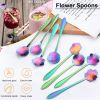 8Pcs Stainless Steel Flower Spoon Coffee Tea Spoon Cute Ice Cream Dessert Spoon Silver Christmas Gifts Kitchen Tableware Decor