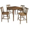 5 Piece Mission Counter Height Dining Set, Including Table & 4 Chairs, Cherry Color, Set of 5