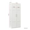 High wardrobe and kitchen cabinet with 2 doors and 3 partitions to separate 4 storage spaces; white