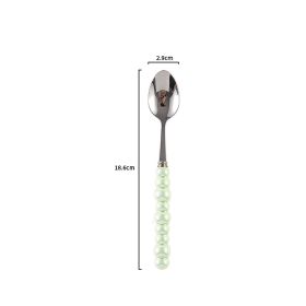 Ceramic Pearl Handle Knife Fork And Spoon Household Eating Soup Spoon Western Foodsteak Knife And Fork (Option: green tea spoon)