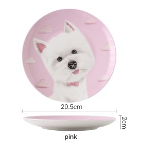 Western Highland Household Bone Porcelain Western Food Plate Dessert (Option: Pink-20.5CM)