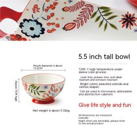 Home American Tableware Hand Drawn Creative Floral Style (Option: 5.5inch high bowl)